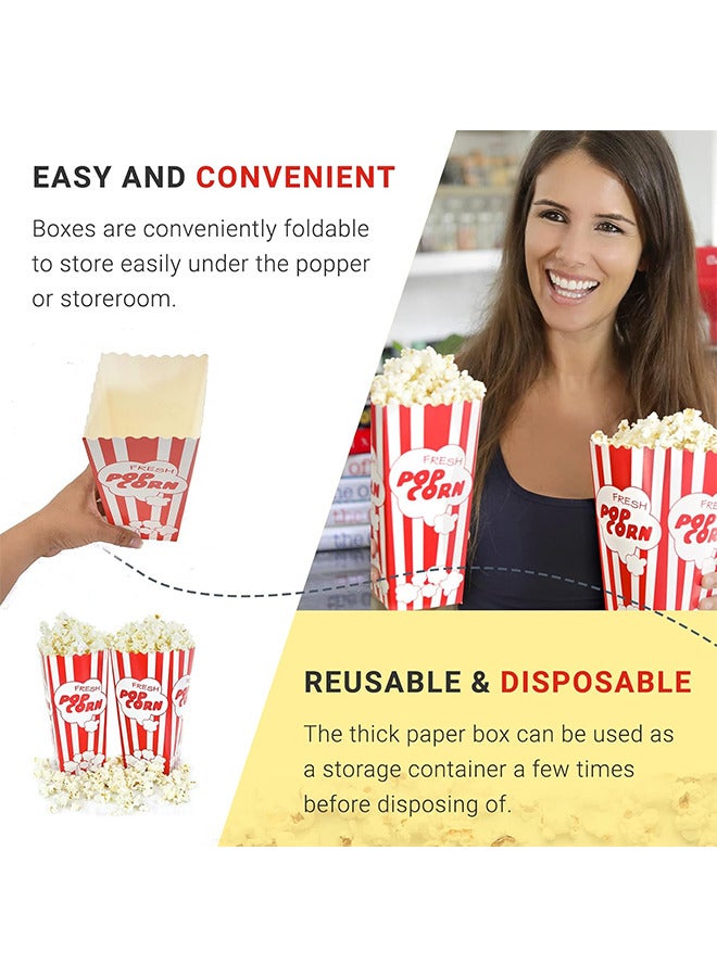 Depend 50PCS Movie Night Popcorn Paper Boxes Buckets 16CM Tall Old Fashion Vintage Retro Party Design Red And White Colored Nostalgic Carnival Stripes Bags And Tubs - Image 5