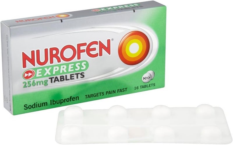 Nurofen Express Ibuprofen 256mg 16 Tablets Pain Sinus Migraine Headache Toothache Relief Long Lasting Cold Flu relief - Image 2