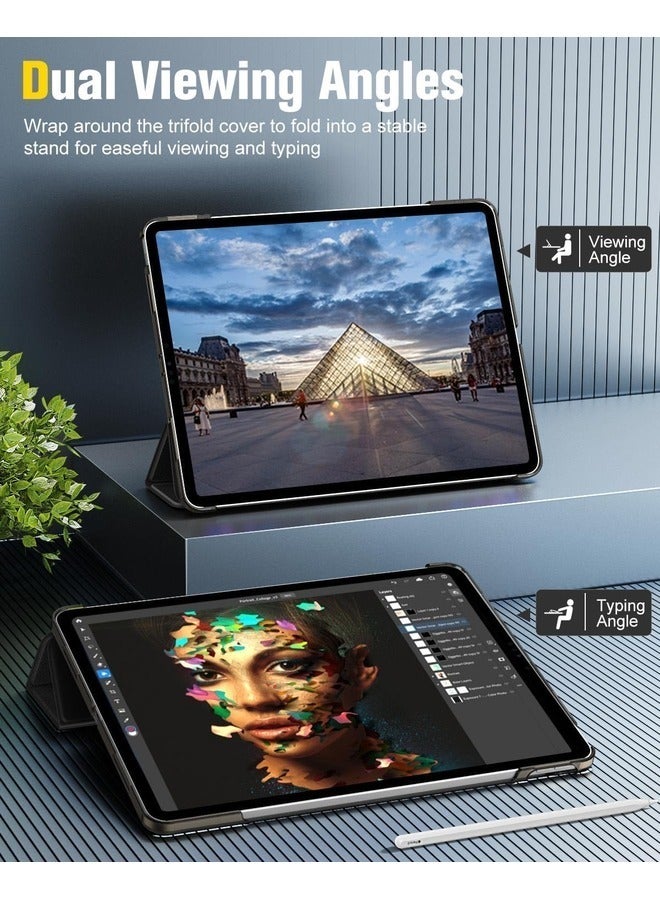 TIGER Slim Hard PC Case for iPad Air 13-Inch M2 (2024) & iPad Pro 12.9-Inch (6th/5th Gen) – Black Translucent Frosted Cover with Touch ID Access, Pencil 2 Charging Support & Precise Cutouts - Image 4