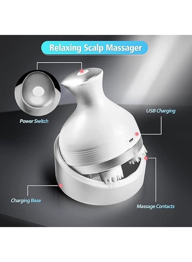 جهاز تدليك فروة الرأس كهربائي قابل للشحن (USB) - مساج الرأس بـ 76 نقطة تدليك و 4 أوضاع - لتخفيف التوتر وغسيل الشعر - Image 4