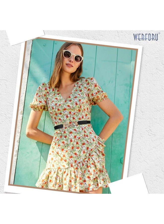 Werforu - Women Skinny Belt For Dresses Retro Stretch Ladies Waist Belt Plus Size Set Of 4 (Fits Waist 22"29 Obeige+Black+White+Brown) - Image 1