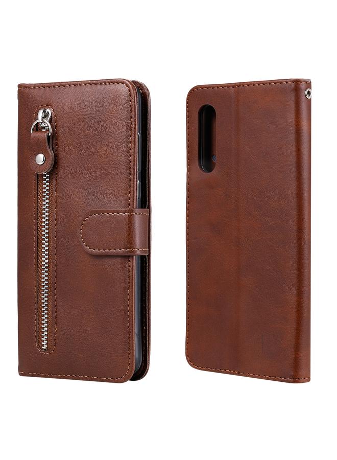 اس-توب جراب لهاتف LG Velvet Fashion Calf Fabric Leather بسحاب أفقي قابل للطي مع حامل وفتحات للبطاقات ومحفظة - Image 1