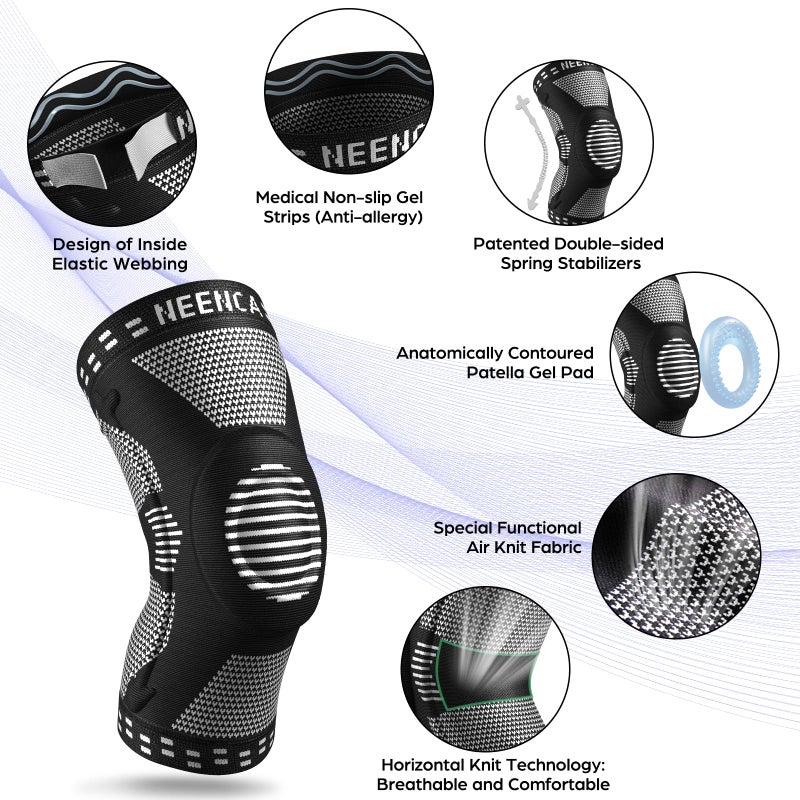 NEENCA Knee Brace for Knee Pain Relief, Compression Knee Support with Side Stabilizers & Patella Pad. Medical Knee Sleeve for Meniscus Tear, ACL,Arthritis,Joint Pain,Injury Recovery,Circulation,Sports - Image 2