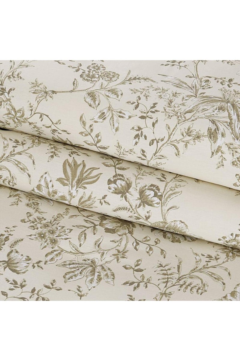 ميلين طقم مفرش سرير صيفي مفرد ونص قطن 100% - 4 قطع – يناسب سرير بمقاس 200x120 - فاليريا -كريمي - زيتي - Image 5