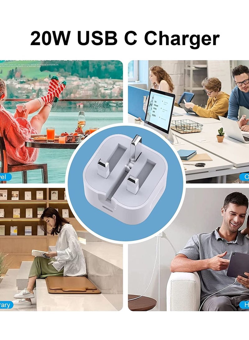USB C Fast Charger Plug, 20W Foldable Type C Power Adapter, PD 3.0 Wall Plug Quick Charging with 1M Charging Cable for iPhone 13/13 Mini/13 Pro/13 Pro Max/12 Mini/12 Pro/iPad Pro - Image 5