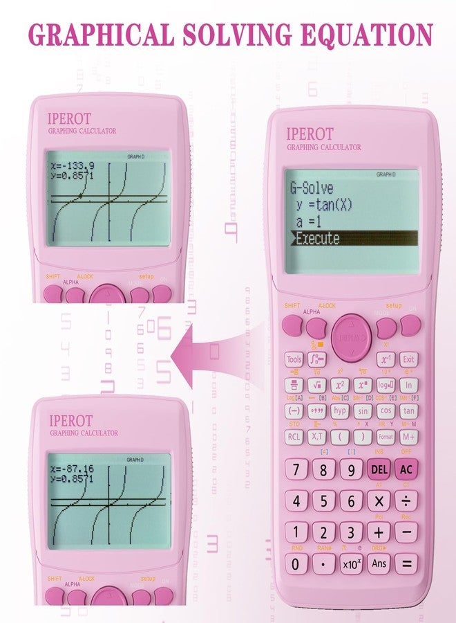 IPEROT Scientific Calculators with Graphing Calculator, Pink Scientific Calculators 10 Modes/ 4 Graphing Functions, Desktop Math Calculator Ideal for School Supplies, Students, College, Teachers - Image 5