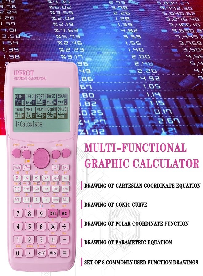 IPEROT Scientific Calculators with Graphing Calculator, Pink Scientific Calculators 10 Modes/ 4 Graphing Functions, Desktop Math Calculator Ideal for School Supplies, Students, College, Teachers - Image 4
