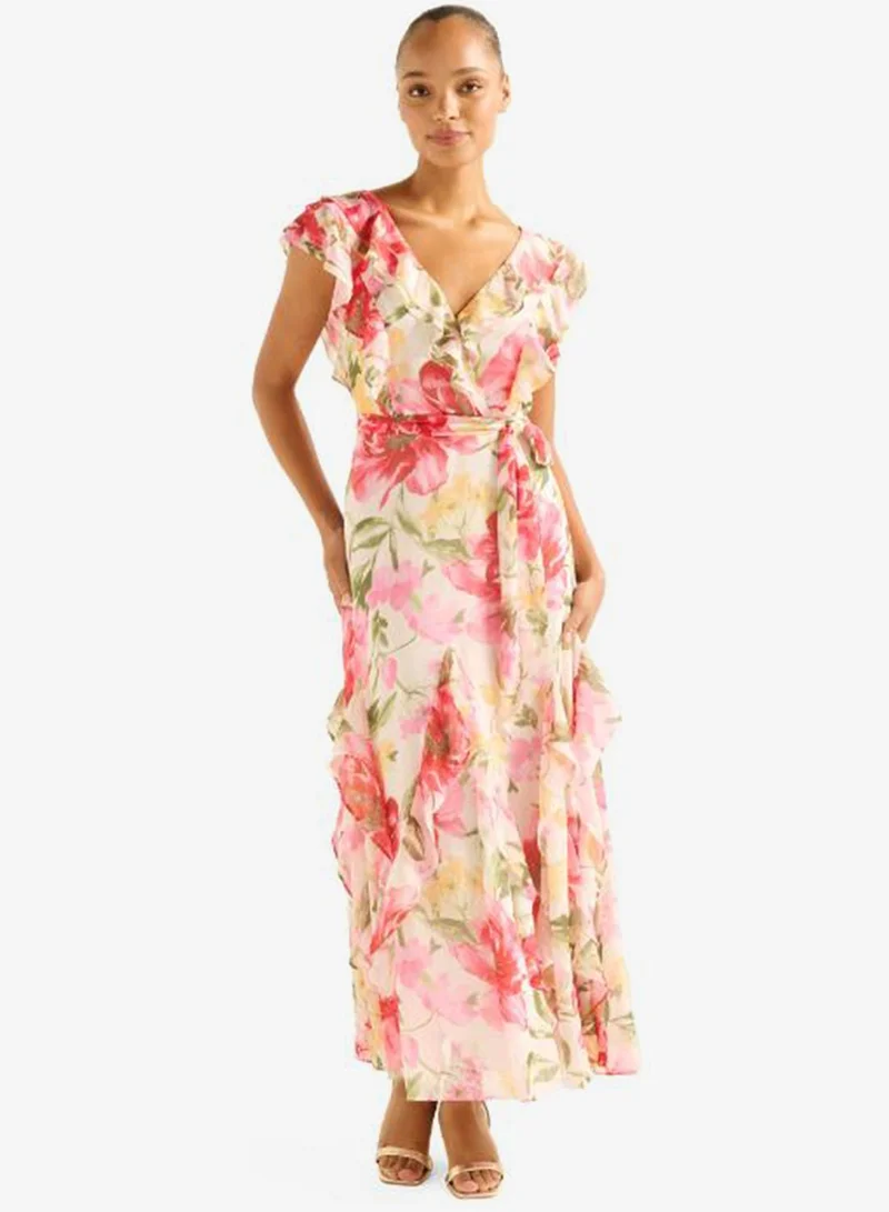 forever new  Naya Ruffle V Neck Midi Dress for Women | Best Price UAE