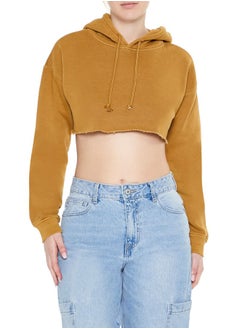 FOREVER 21 Fleece Mineral Wash Cropped Hoodie  - Image 4