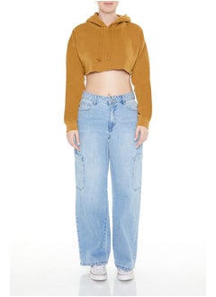 FOREVER 21 Fleece Mineral Wash Cropped Hoodie  - Image 1