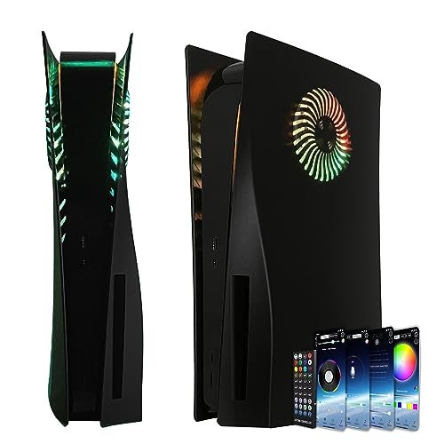 Dobewingdelou Faceplate with RGB Light Strip for PS5 and Dust Filter for Cooling Vents DOBEWINGDELOU 400 Effects LED Light Ring Console Cover for Disc Edition DIY Decoration Kit Accessories Black - Image 1