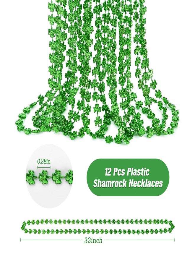 ZZYFGH 12 Pcs Shamrock Necklaces Bulk St Patricks Day Beads Necklace, Plastic Shamrock Necklaces Bulk, 33" 7mm Green Clover-Shaped Beads Necklace for St. Patrick's Day Party Favors Decorations Gift Supplies Women Men - Image 2