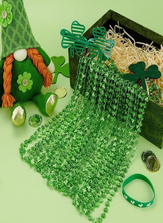 ZZYFGH 12 Pcs Shamrock Necklaces Bulk St Patricks Day Beads Necklace, Plastic Shamrock Necklaces Bulk, 33" 7mm Green Clover-Shaped Beads Necklace for St. Patrick's Day Party Favors Decorations Gift Supplies Women Men - Image 3