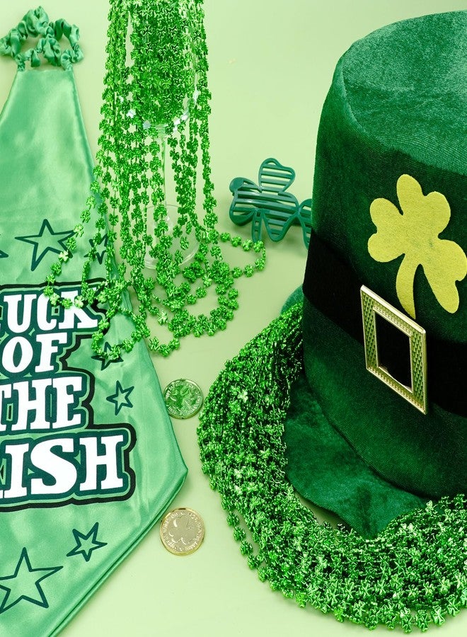 ZZYFGH 12 Pcs Shamrock Necklaces Bulk St Patricks Day Beads Necklace, Plastic Shamrock Necklaces Bulk, 33" 7mm Green Clover-Shaped Beads Necklace for St. Patrick's Day Party Favors Decorations Gift Supplies Women Men - Image 5