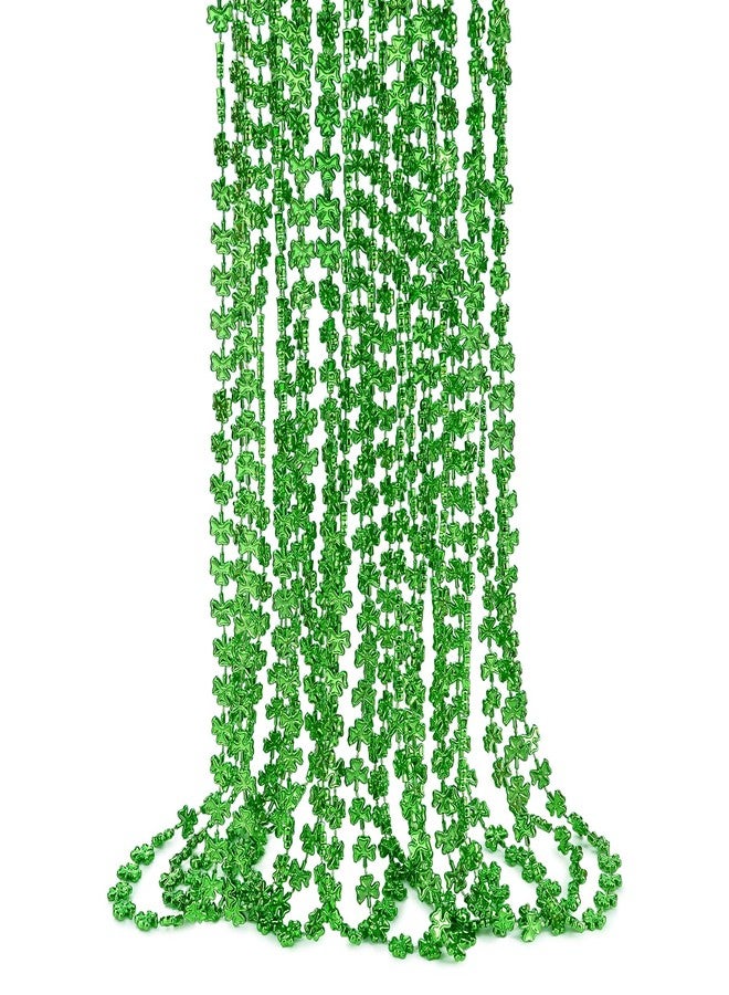 ZZYFGH 12 Pcs Shamrock Necklaces Bulk St Patricks Day Beads Necklace, Plastic Shamrock Necklaces Bulk, 33" 7mm Green Clover-Shaped Beads Necklace for St. Patrick's Day Party Favors Decorations Gift Supplies Women Men - Image 1