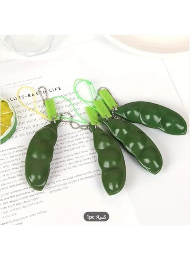 Generic MySouq-Store Fidget Bean Toys Soybean Finger Puzzles Squeeze Bean Keychain Figit Focus Extrusion Pea Hand Anti-anxiety Stress Relief Chain Toys  - Image 3