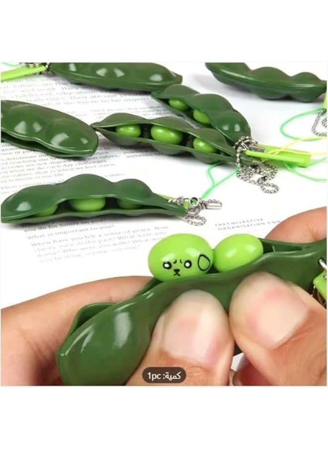 Generic MySouq-Store Fidget Bean Toys Soybean Finger Puzzles Squeeze Bean Keychain Figit Focus Extrusion Pea Hand Anti-anxiety Stress Relief Chain Toys  - Image 4