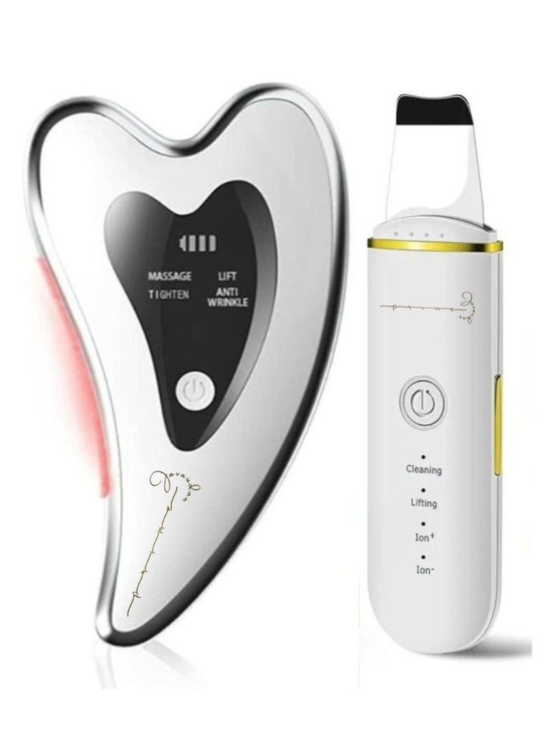Prime by javaudan Gua Sha Facial Tools Electric Gua Sha Face Lift Device Heated & Vibration & Red Light Face Massager Anti-Aging & Wrinkles Plus Skin Scrubber Skin Spatula Black head Remover Pore Cleaner with 4 Modes  - Image 1