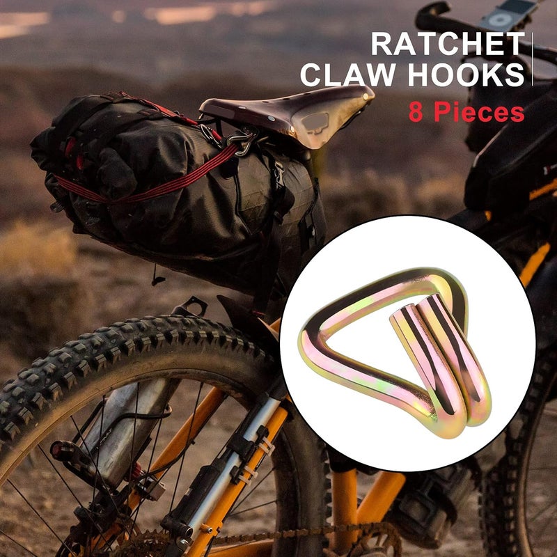 klarako 8 Pieces Heavy Duty Durable Steel Ratchet Double J Hooks Universal for Standard 25mm Tie Down Strap Webbing - Image 3