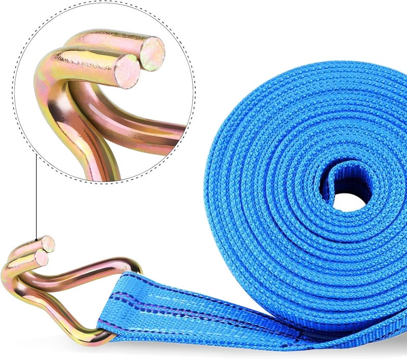 klarako 8 Pieces Heavy Duty Durable Steel Ratchet Double J Hooks Universal for Standard 25mm Tie Down Strap Webbing - Image 2