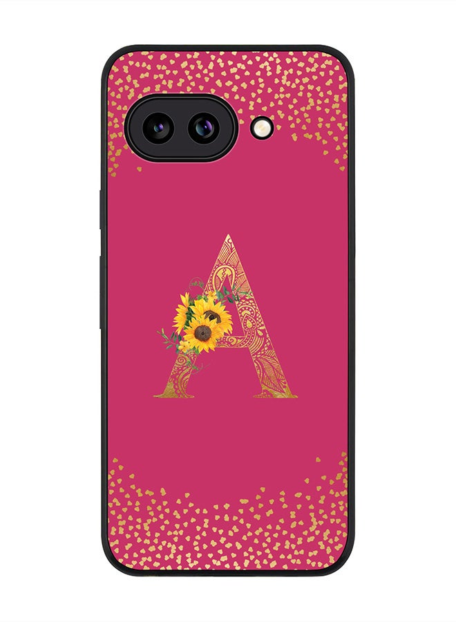Stylizedd For Google Pixel 9a Case,Slim fit Camera Protection, Shockproof Thin Phone cover  - Custom Floral Monogram - A ( Deep Pink )
