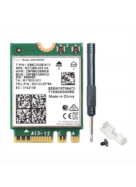 Wi-Fi 6E AX210NGW Wireless WiFi Card BT5.2 M.2 2230 Tri-Band Expands WiFi to 6GHz 160MHz 802.11ax ac MU-MIMO AX210 AX5400Mbps wifi 6E Network Card Better AX200NGW for PC Laptops Only for Windows 10 11