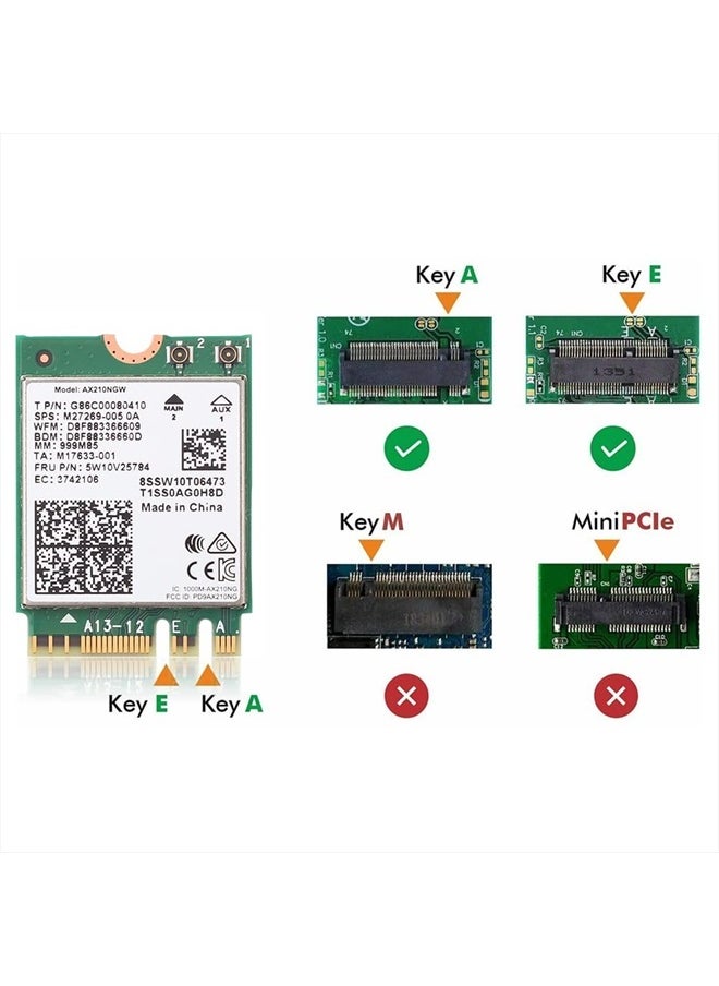REKONG - Wi-Fi 6E AX210NGW Wireless WiFi Card BT5.2 M.2 2230 Tri-Band Expands WiFi to 6GHz 160MHz 802.11ax ac MU-MIMO AX210 AX5400Mbps wifi 6E Network Card Better AX200NGW for PC Laptops Only for Windows 10 11 - Image 1