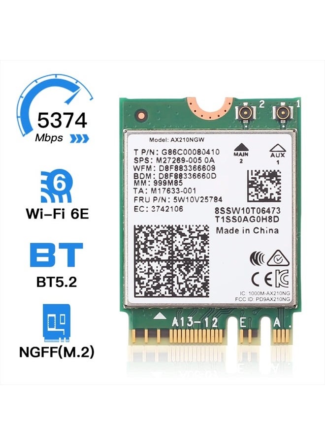 REKONG - Wi-Fi 6E AX210NGW Wireless WiFi Card BT5.2 M.2 2230 Tri-Band Expands WiFi to 6GHz 160MHz 802.11ax ac MU-MIMO AX210 AX5400Mbps wifi 6E Network Card Better AX200NGW for PC Laptops Only for Windows 10 11 - Image 1