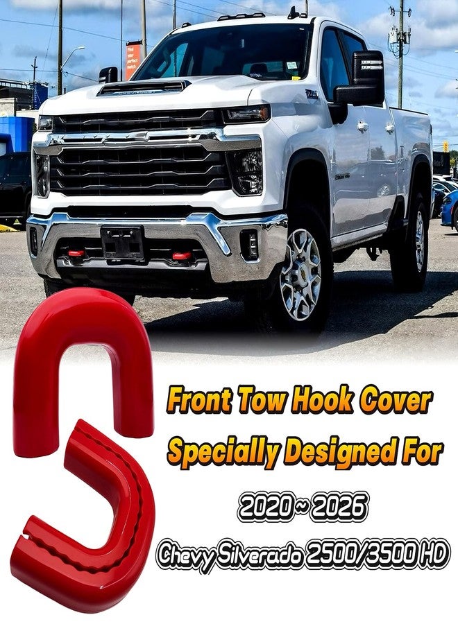 Yinnianets Custom Tow Hook Covers Fits for 2020-2026 Chevy Silverado 2500/3500 HD,Tow Hitch Cover Car Tow Hooks Compatible with Chevrolet Silverado 2500/3500 HD Accessories 2020-2026 (Red) - Image 2