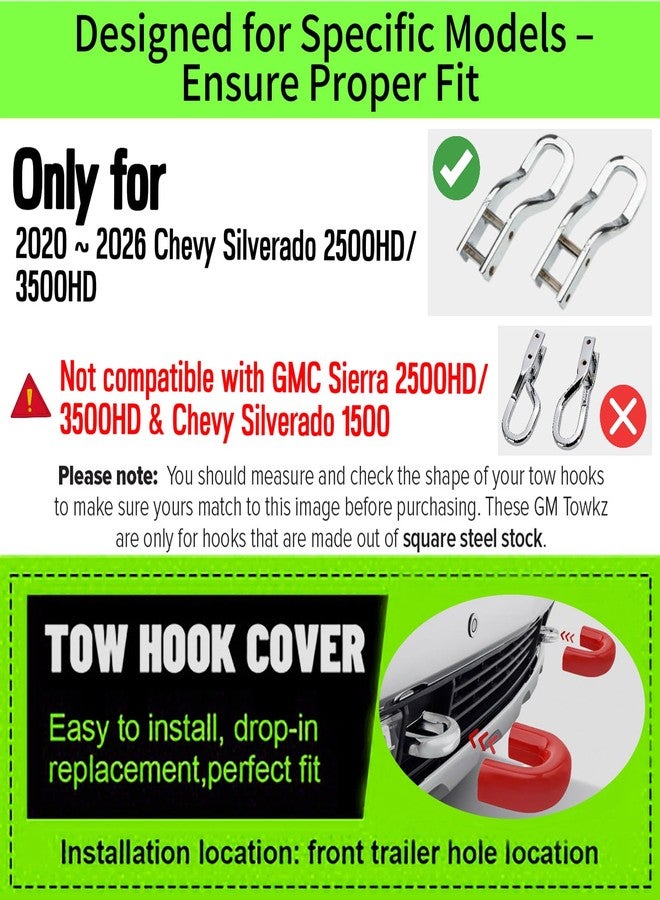 Yinnianets Custom Tow Hook Covers Fits for 2020-2026 Chevy Silverado 2500/3500 HD,Tow Hitch Cover Car Tow Hooks Compatible with Chevrolet Silverado 2500/3500 HD Accessories 2020-2026 (Red) - Image 4