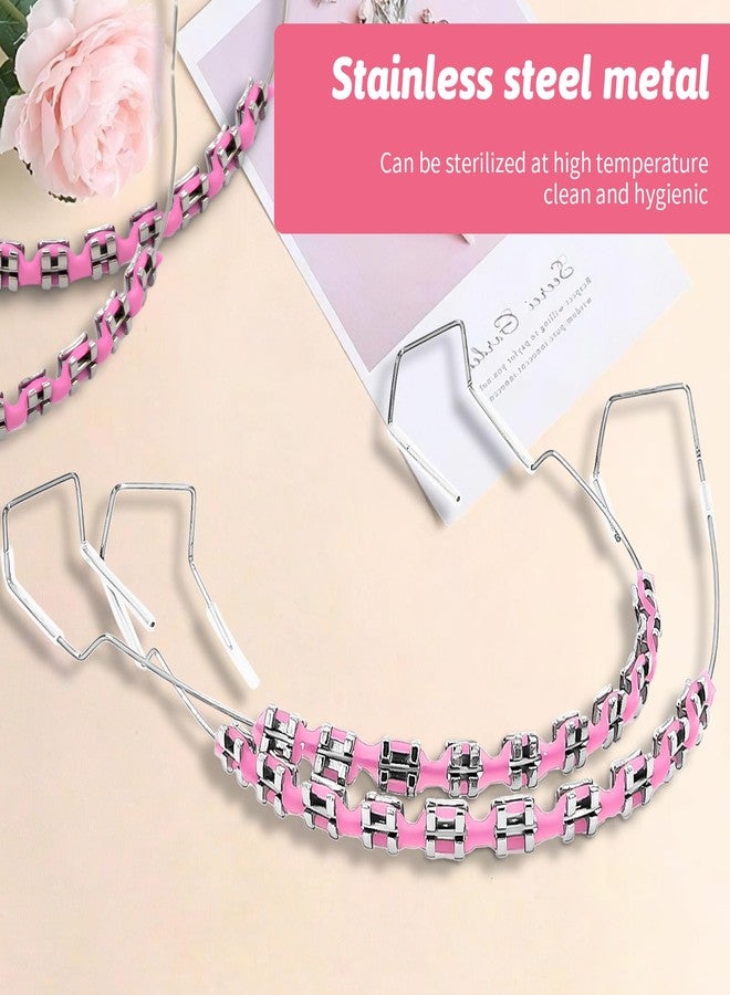 Xorim Brackets Falsos Para Dientes Kit 2 Pack, Braces Kit with Brackets & Wire & Glue, Brackets Para Dientes DIY Retainer for Teeth, Dental Student Practice Props (Pink) - Image 4