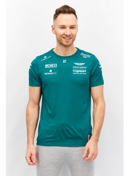 Aston Martin Men Crew Neck Short Sleeve Printed T-Shirt, Green  - Image 1