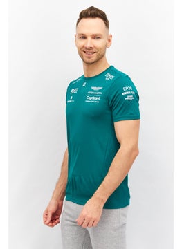 Aston Martin Men Crew Neck Short Sleeve Printed T-Shirt, Green  - Image 4