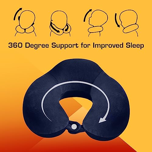 Billebon Extra Soft Memory Foam Luxury Travel Neck Support Rest Pillow with Soft Washable & Removable Cover, Multipurpose Comfortable Travel Pillow for Airplane (Navy Blue Raised with Eye Mask) - Image 4
