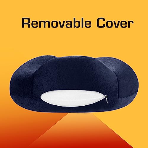 Billebon Extra Soft Memory Foam Luxury Travel Neck Support Rest Pillow with Soft Washable & Removable Cover, Multipurpose Comfortable Travel Pillow for Airplane (Navy Blue Raised with Eye Mask) - Image 3
