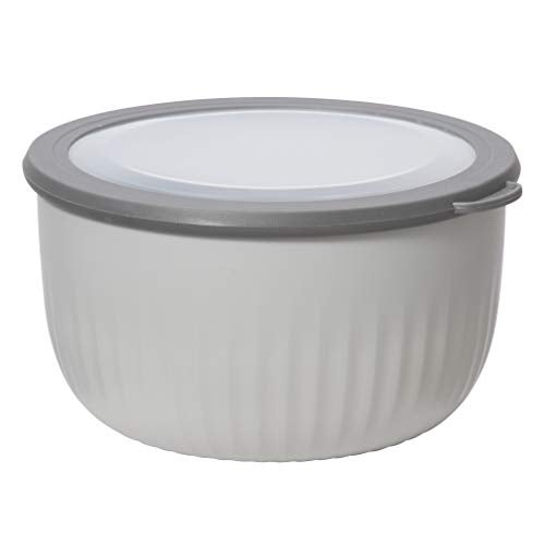 Oggi Prep Store  Serve Plastic Bowl wSeeThru Lid Dishwasher Microwave  Freezer Safe 4 qt Lt Gray wDk Gray Lid
