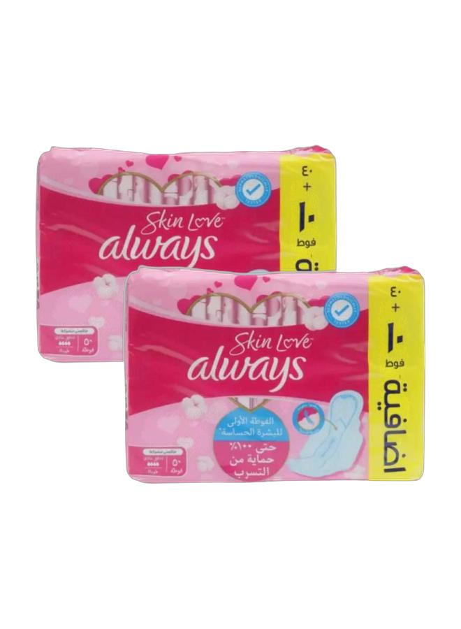Always Cotton Skin Love Sanitary Large Thick Pads 50 Count, Bundle of 2 - Image 1