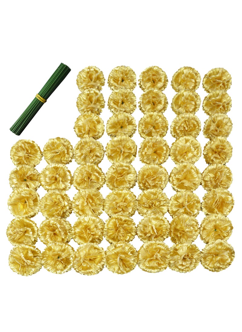Eternal Blossom Eternal Blossom Silk Carnation Flower 50 Artificial Flowers Used for Wedding Decoration DIY Handmade Flowers Carnation Flower Diameter 35 Inches and 6 Inches Stem Gold 