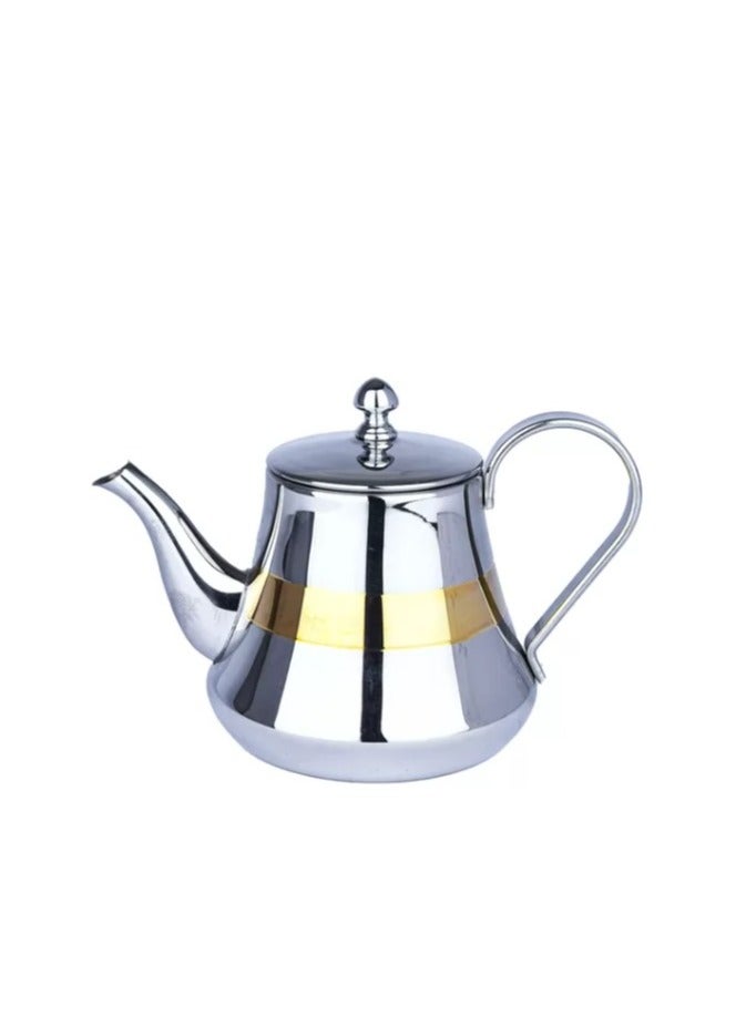Safa Hand held stainless steel teapot with gold decor - Image 1