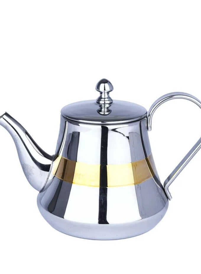 Safa Hand held stainless steel teapot with gold decor - Image 3