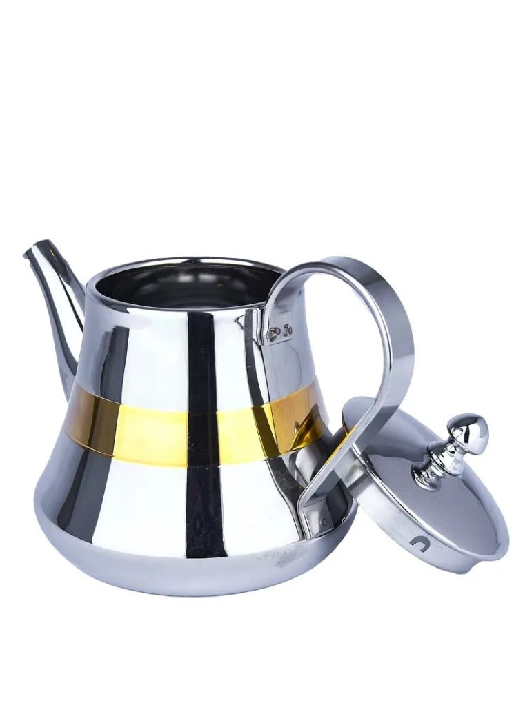 Safa Hand held stainless steel teapot with gold decor - Image 4