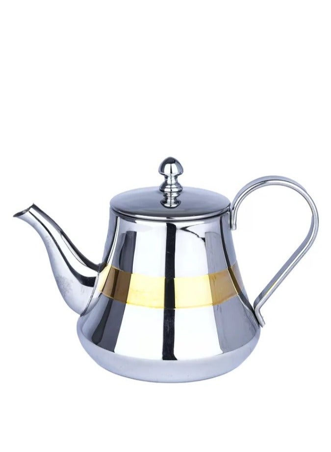 Safa Hand held stainless steel teapot with gold decor - Image 2