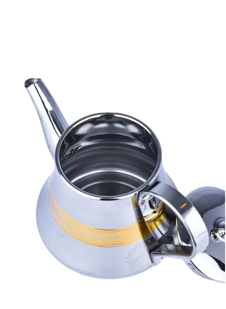 Safa Hand held stainless steel teapot with gold decor - Image 5
