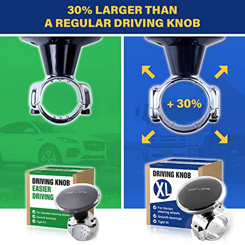 TopLife عجلة قيادة مع مقبض للشاحنة - حجم XL لعجلات القيادة السميكة - دوار للاستخدام الثقيل، الفانات، شاحنات البيك أب، الشاحنات نصف المقطورة، الرياضة، التعديل - يسهل المناورات - Image 4