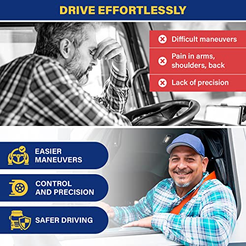TopLife عجلة قيادة مع مقبض للشاحنة - حجم XL لعجلات القيادة السميكة - دوار للاستخدام الثقيل، الفانات، شاحنات البيك أب، الشاحنات نصف المقطورة، الرياضة، التعديل - يسهل المناورات - Image 2