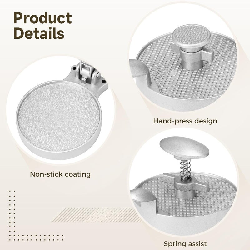 Spring & Alloy Patty Press, Non-Stick Burger Maker - Image 4