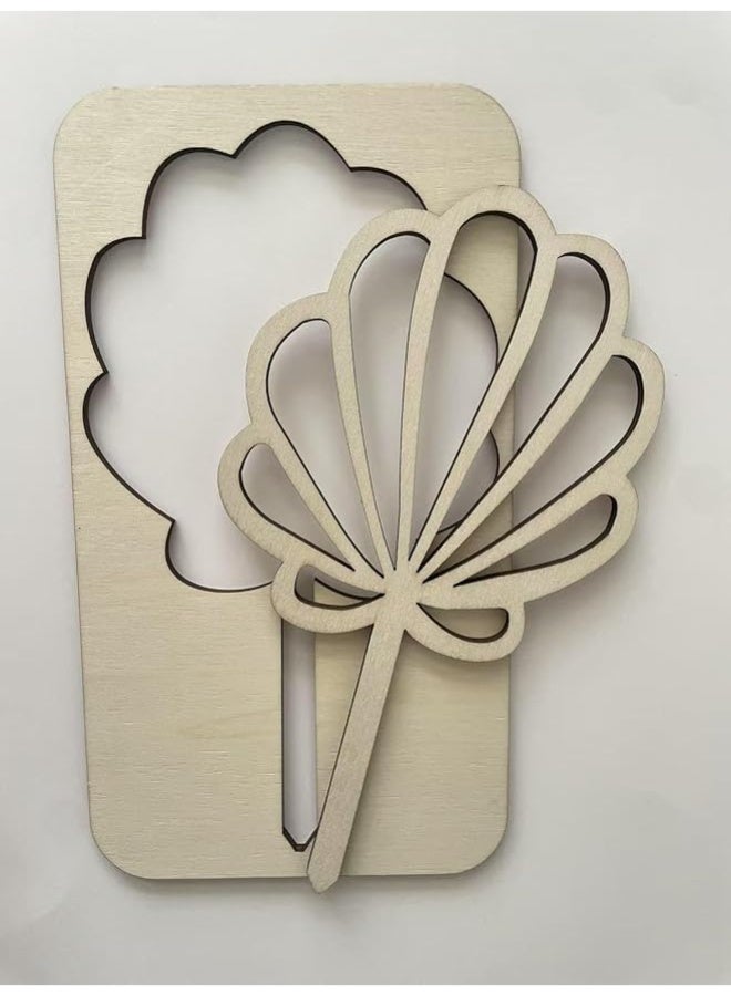 Wooden Palm Leaf Cake Topper, Fan Design Decorative, for birthdays, baby showers and First Summer Shell Birthday Beach Party Supplies - Image 3