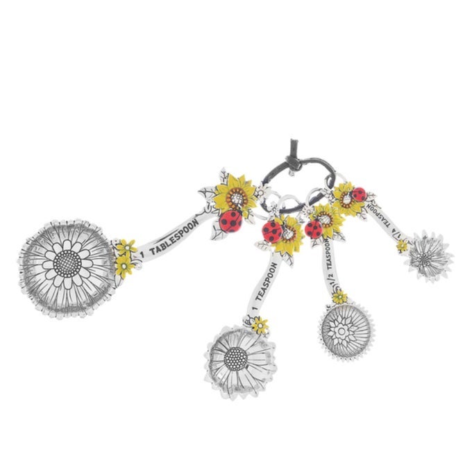 4PIECE MEASURING SPOON SET WITH COLOR LADYBUGS SILVER