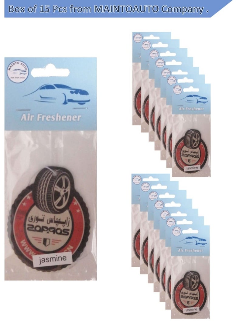 مينتو اوتو بطاقة عطر معلقة للسيارة - رائحة: الياسمين (حزمة من 15 قطعة) للسيارة. - Image 1