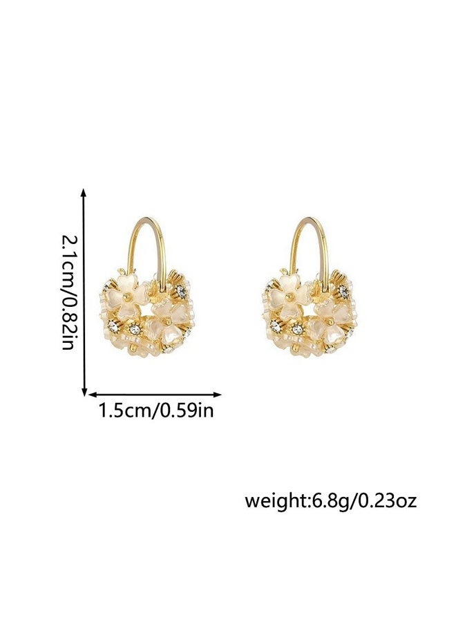 DAEVO Gold Floral Cluster Huggie Earrings for women - Image 5